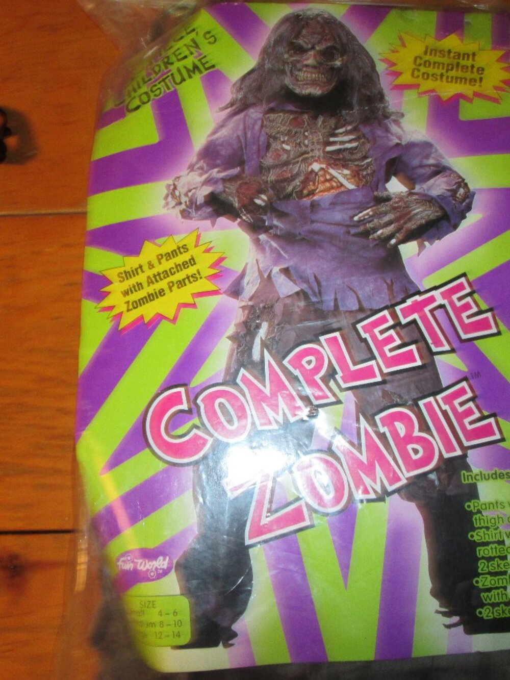 Zombie Complete Halloween Costume Boys large pants shirt w/body parts maskhair